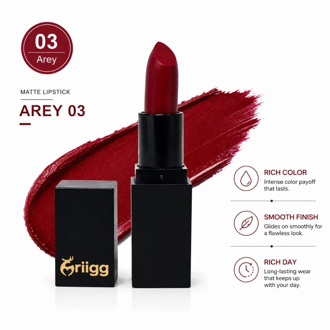Mriigg Matte Lipstick Shade No. 03 Arey | Long Lasting Rich Color Lipstick