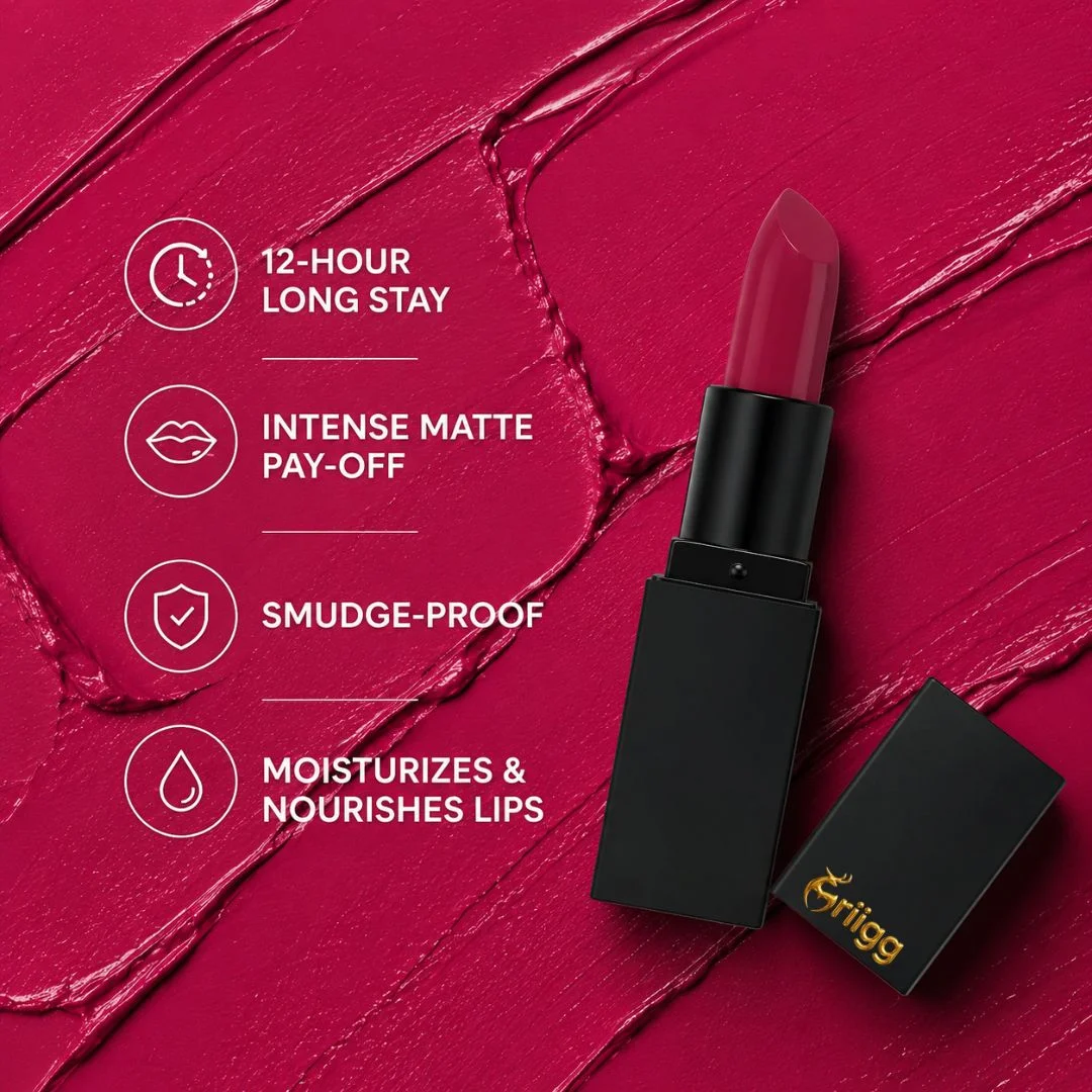 Mriigg Hydrating Lipstick Shade 12 Cancer | Soft Matte Lipstick with Rich Color Payoff