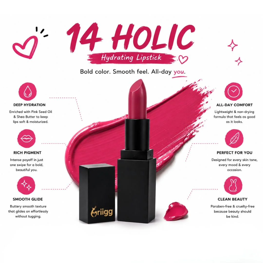 Mriigg Hydrating Lipstick Shade14 Holic | Rich Pigment Lipstick