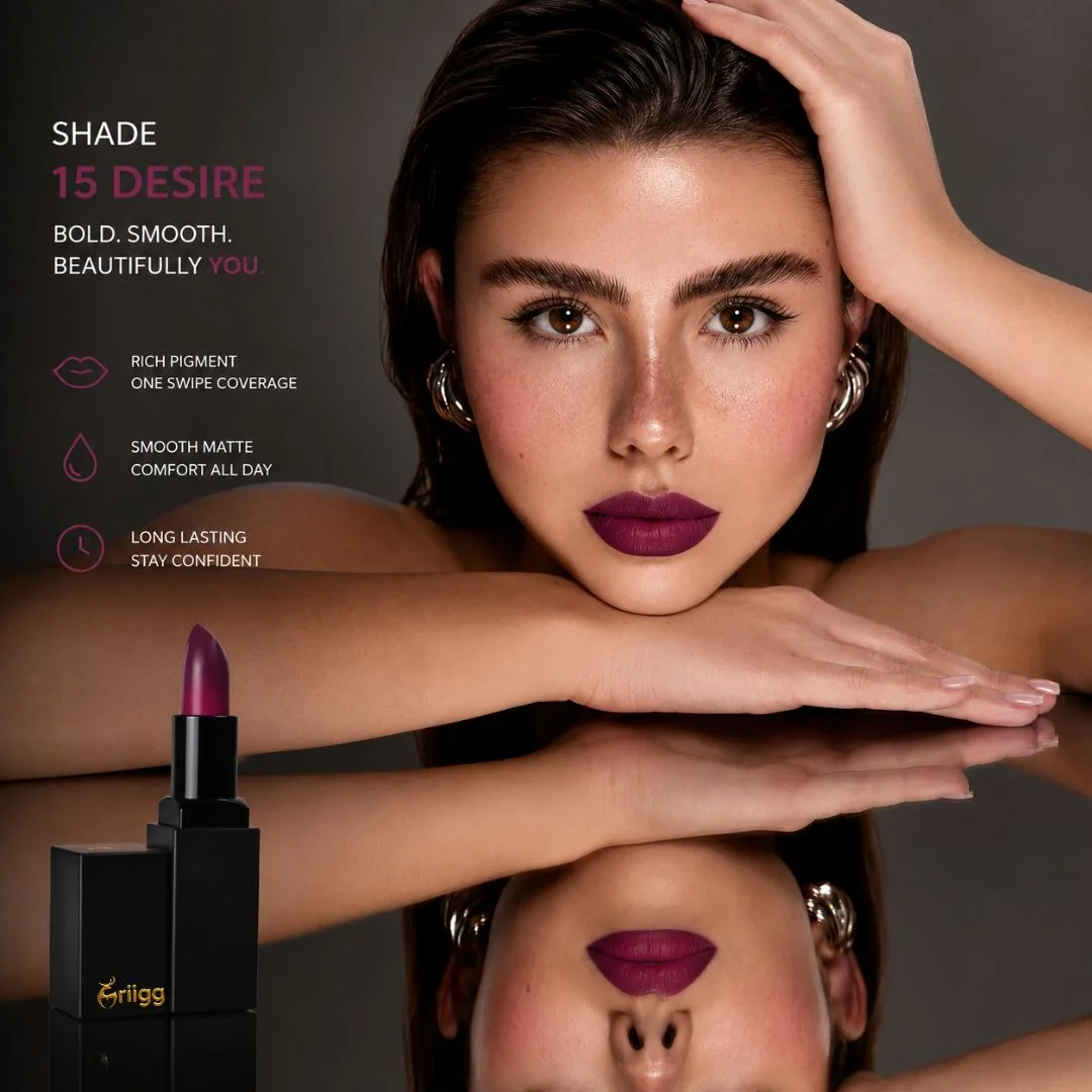Mriigg Matte Lipstick Shade 15 Desire | Long Lasting, Smooth Matte Finish