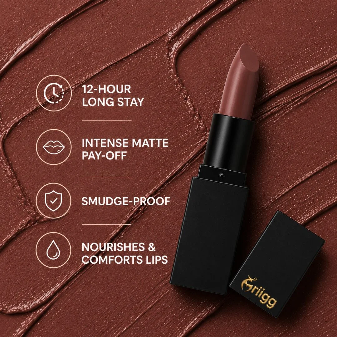 Mriigg Matte Lipstick Shade 31 Rwood | Deep Nude Brown Lipstick | Rich Pigment
