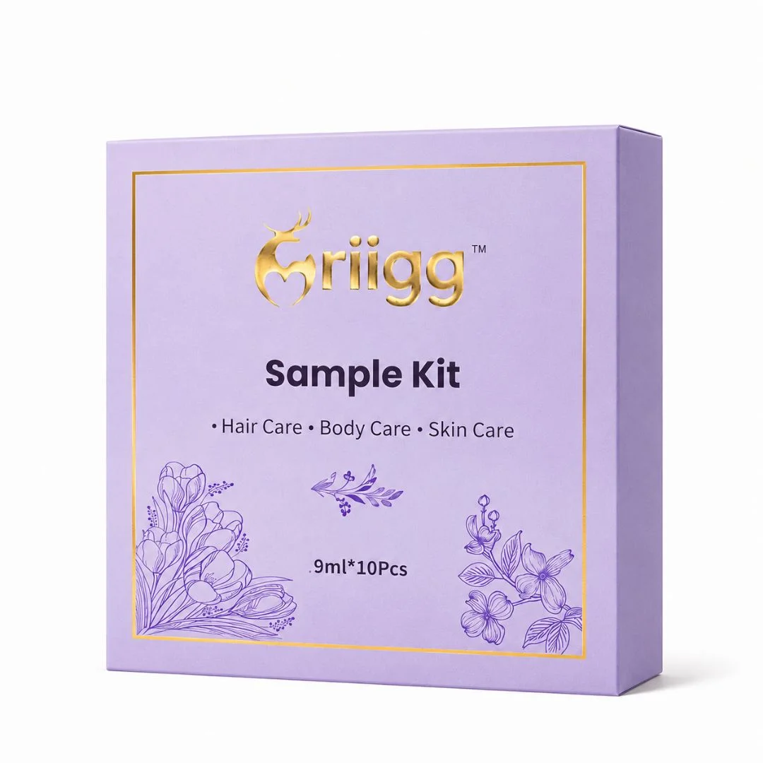 MRIIGG Hair Care, Skin Care & Body Care Sample Kit | 10-Piece Trial Pack | Includes Hair Shampoo, Conditioner, Hair Oil, Face Wash, Sunscreen, Moisturizer, Body Wash, Soap & Under Eye Cream | 9ml Each