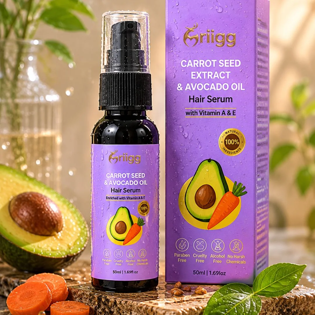 MRIIGG Carrot Seed & Avocado Oil Hair Serum with Vitamin A + E 50ml