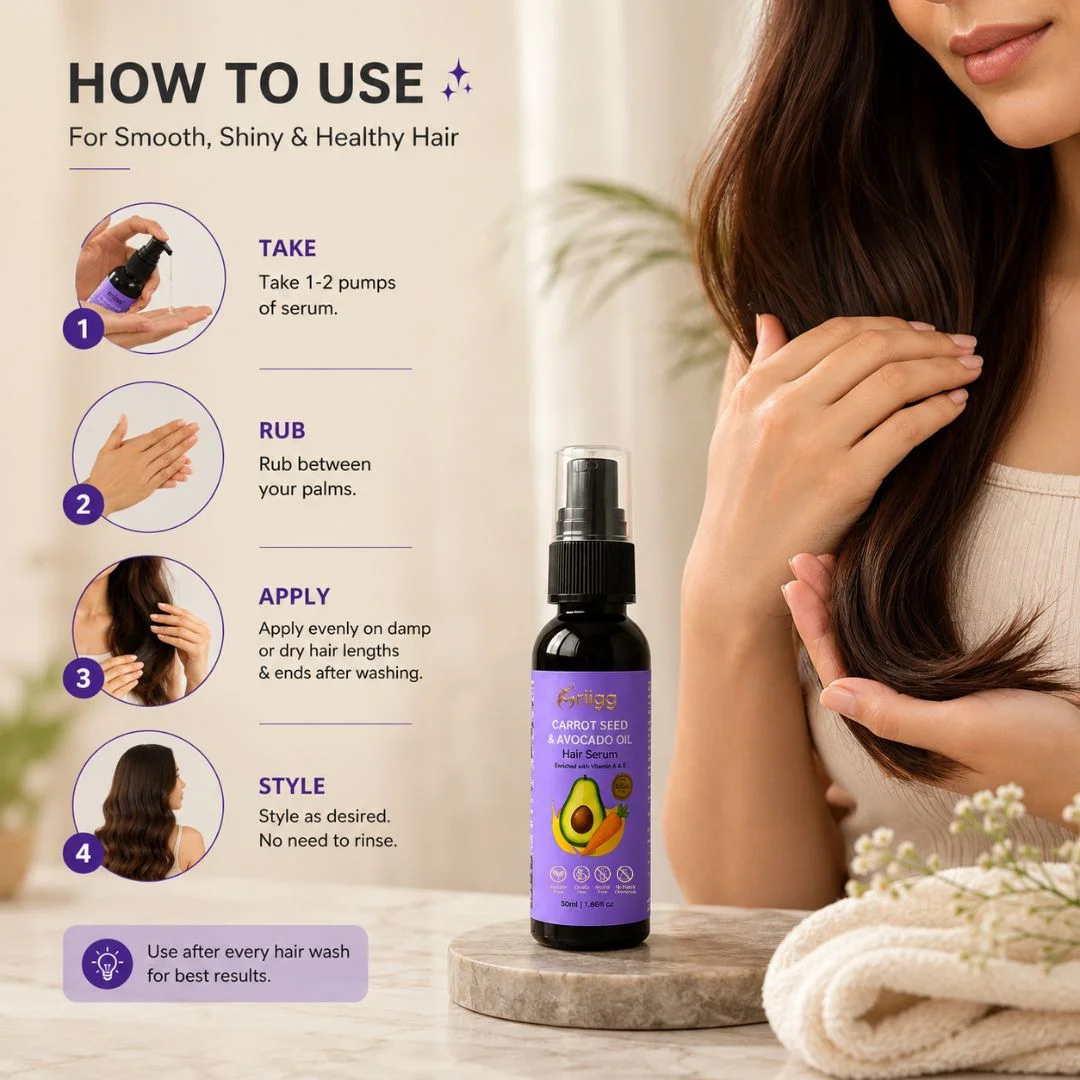MRIIGG Carrot Seed & Avocado Oil Hair Serum with Vitamin A + E 50ml