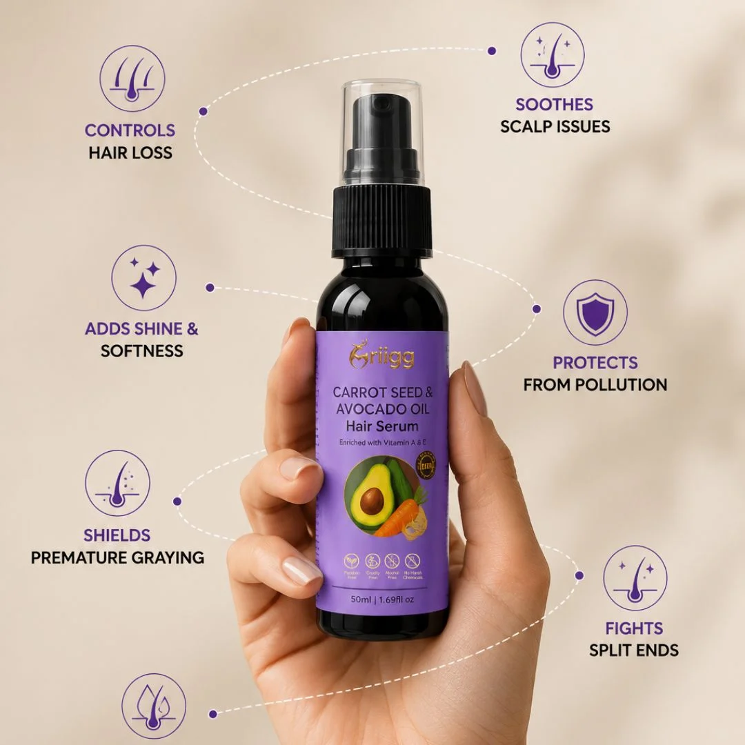 MRIIGG Carrot Seed & Avocado Oil Hair Serum with Vitamin A + E 50ml