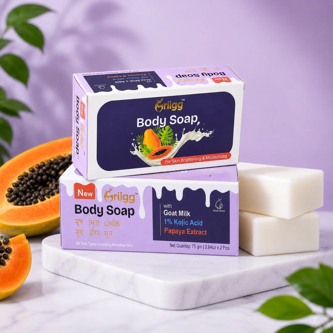 MRIIGG Body Soap with Kojic Acid, Papaya & Goat Milk 75*2pcs