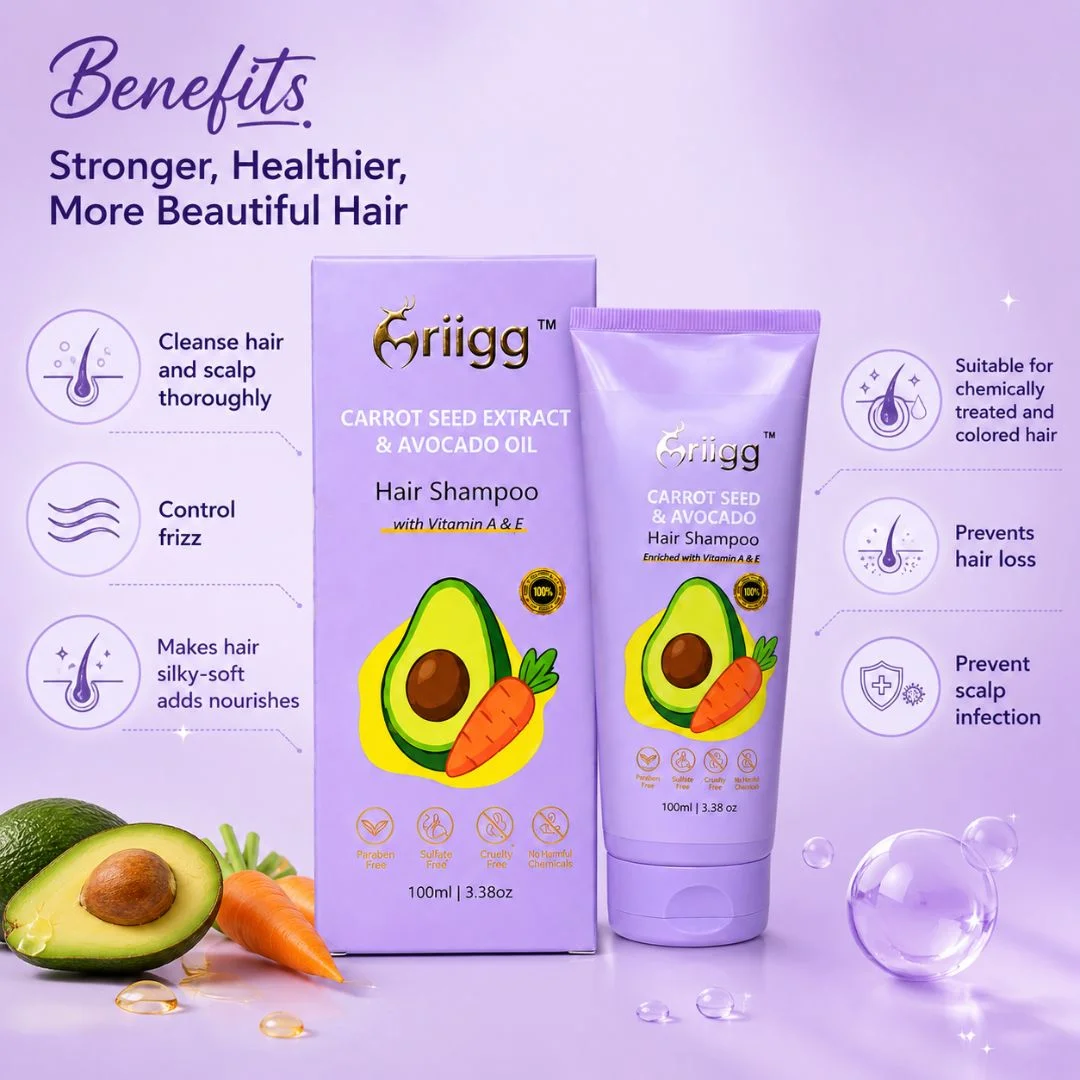 MRIIGG Carrot Seed & Avocado Oil Hair Shampoo with Vitamin A + E 100ml